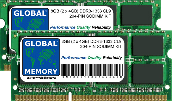 8GB (2 x 4GB) DDR3 1333MHz PC3-10600 204-PIN SODIMM MEMORY RAM KIT FOR HEWLETT-PACKARD LAPTOPS/NOTEBOOKS